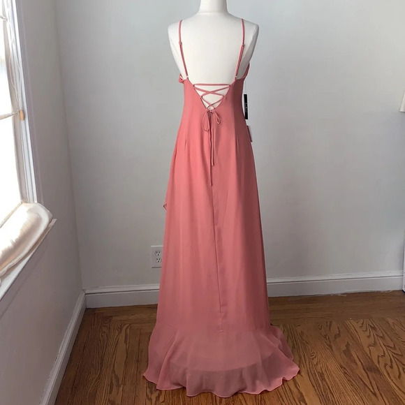 LULU’S Ada Lace Up Back Bohemian Maxi Slip Dress in Rusty Rose Size Medium - Picture 2 of 16